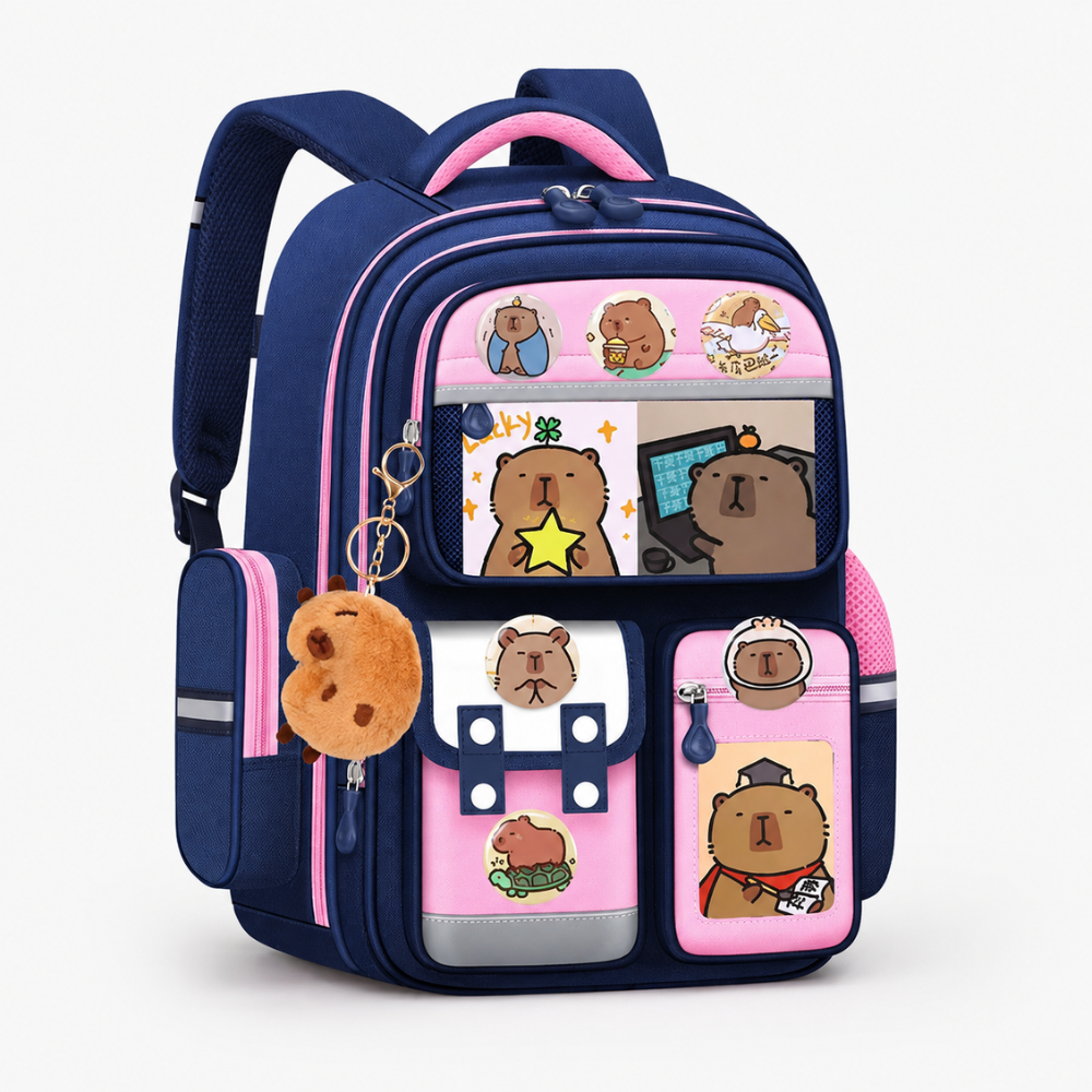 Kinder-Schulrucksack mit Capybara-Motiv – Wasserabweisender Rucksack mit großem Fassungsvermögen & gepolsterten Trägern für Schule & Freizeit