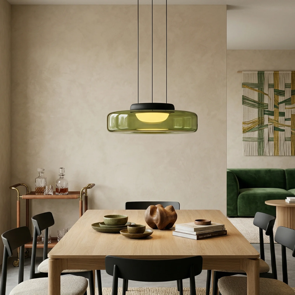 Skandinavische Hängeleuchte Rauchglas - Minimalistische LED Pendellampe Höhenverstellbar