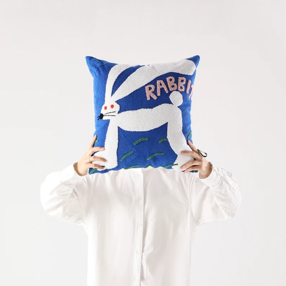 Kelro Sofakissenbezug mit gesticktem Tiermotiv – Retro-Dekokissenbezug aus Polyester-Baumwolle
