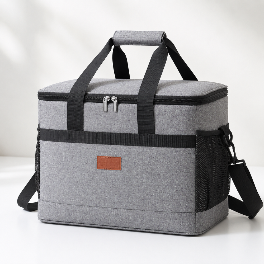 Große Isoliertasche 35L | Kühltasche aus Oxford-Gewebe mit Schultergurt, Fronttasche & Seitennetzen