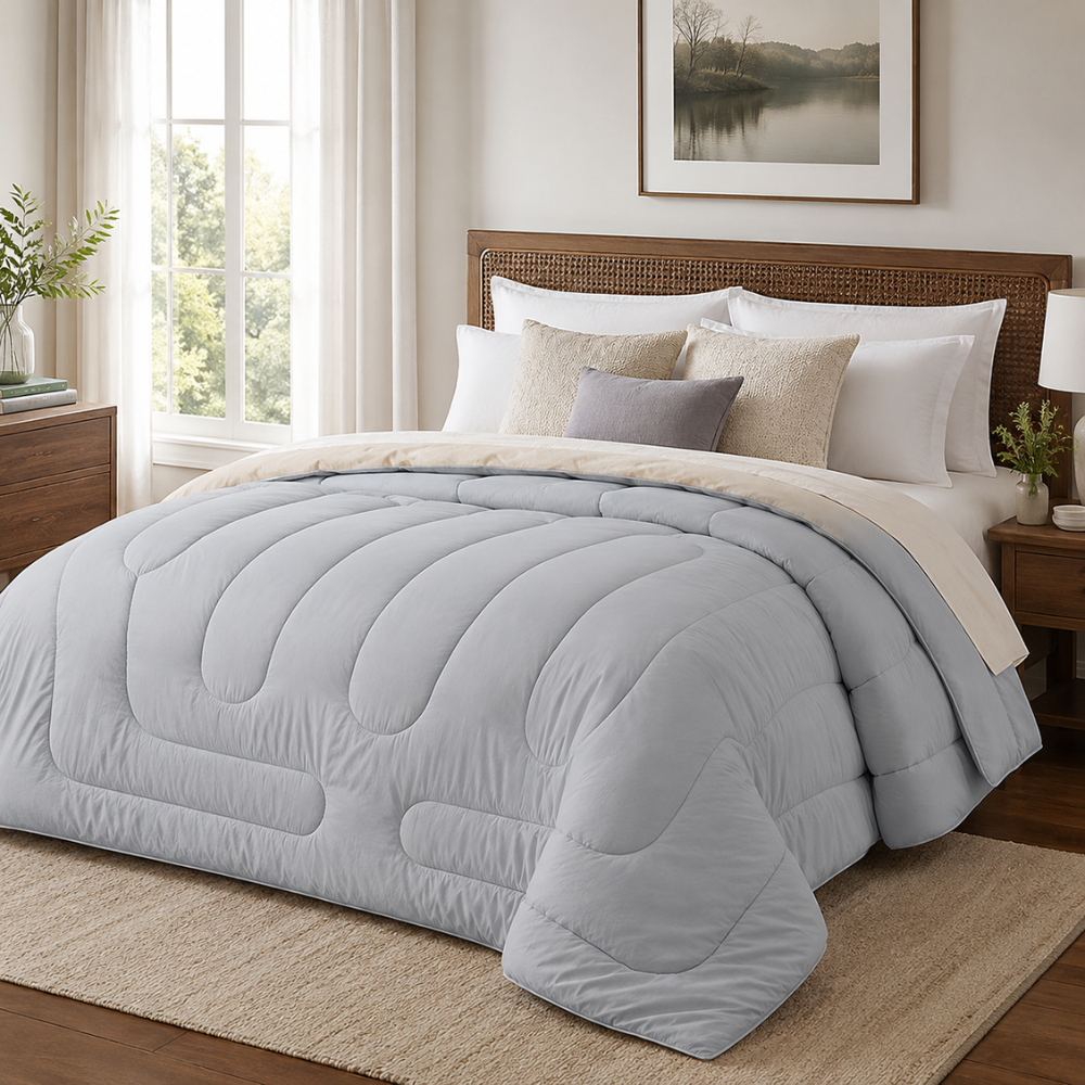 Ganzjahres Bettdecke – Weiche gesteppte Komfortdecke, atmungsaktive Schlafdecke für Bett, Schlafzimmer & Gästezimmer