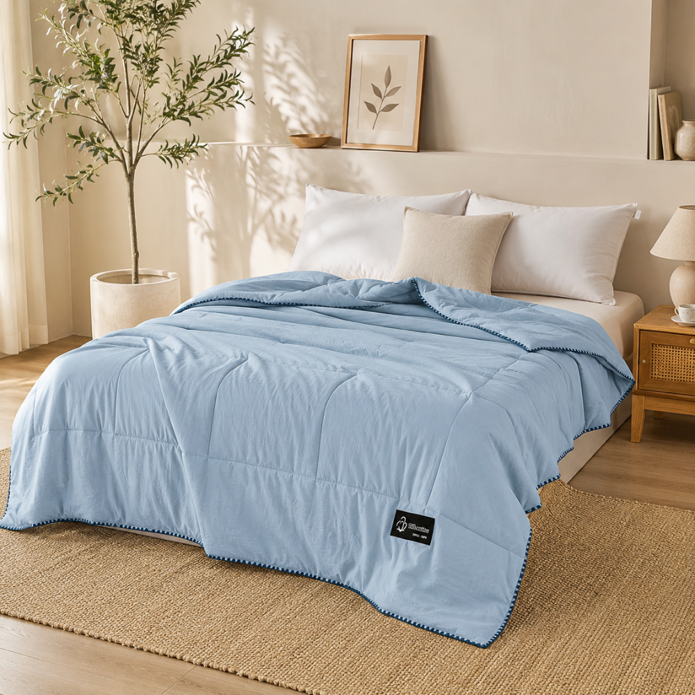 Leichte Sommerdecke – Atmungsaktive gesteppte Bettdecke, weiche Schlafdecke für Schlafzimmer, Sofa & Gästezimmer