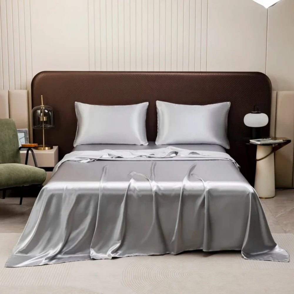 Leichtes Satin Bettwäsche-Set - Seidenweiche Laken mit Kissenbezügen für Schlafzimmer