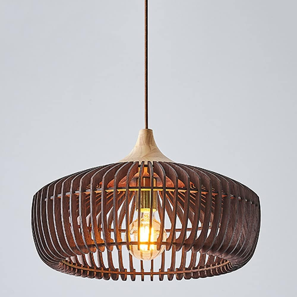Skandinavisch-Japanische Pendelleuchte im Holzdesign – Natürliche Hängelampe für Esszimmer und Wohnzimmer