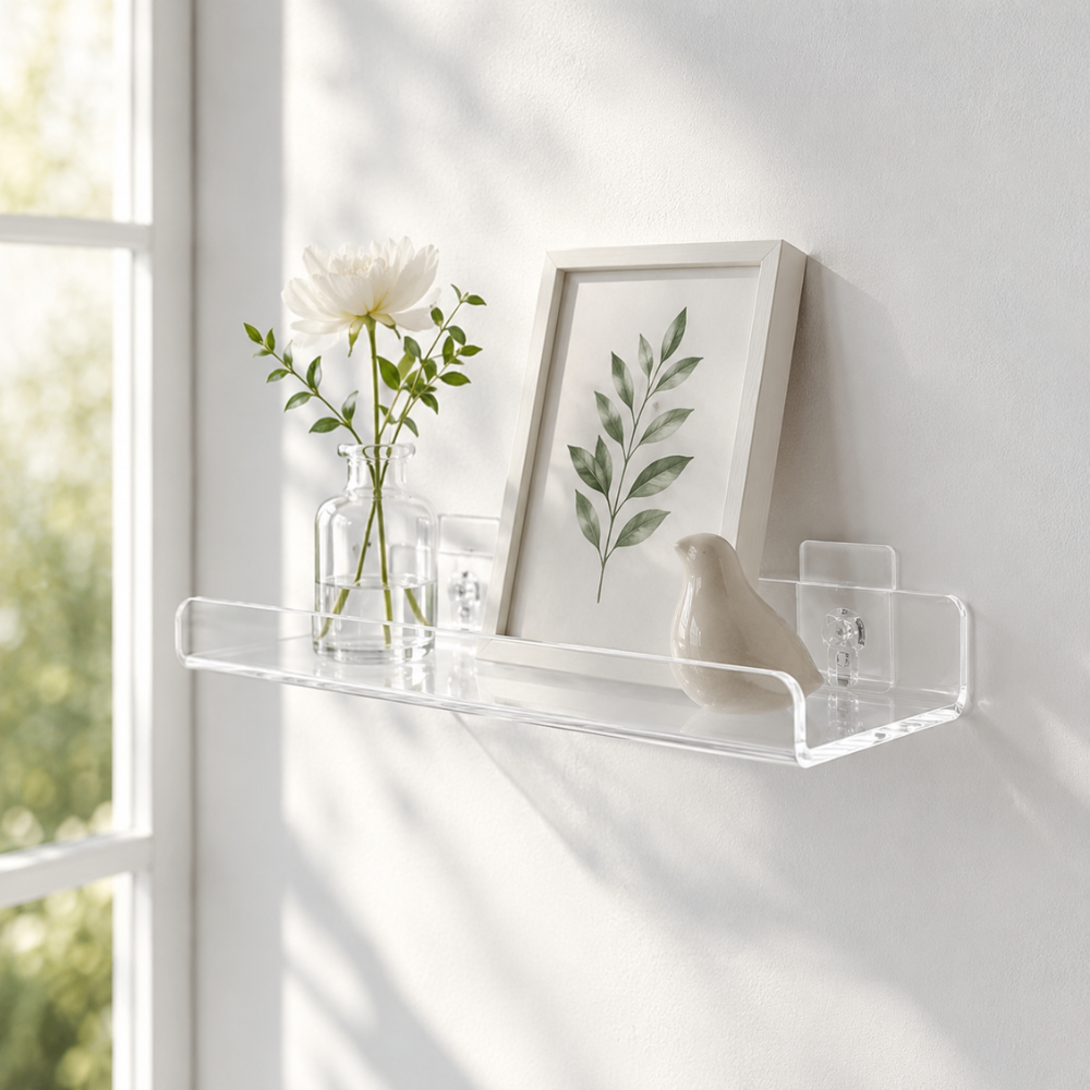Selbstklebendes Acryl Wandregal ohne Bohren U oder L Form Wandablage in mehreren Farben und Größen