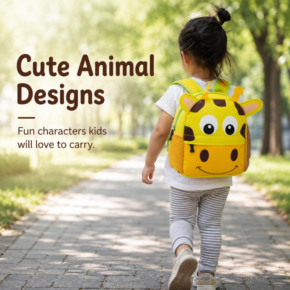 3D-Tier-Rucksack 21 × 8 × 26 cm – Leichter Kindergartenrucksack aus Polyester für 2–5 Jahre
