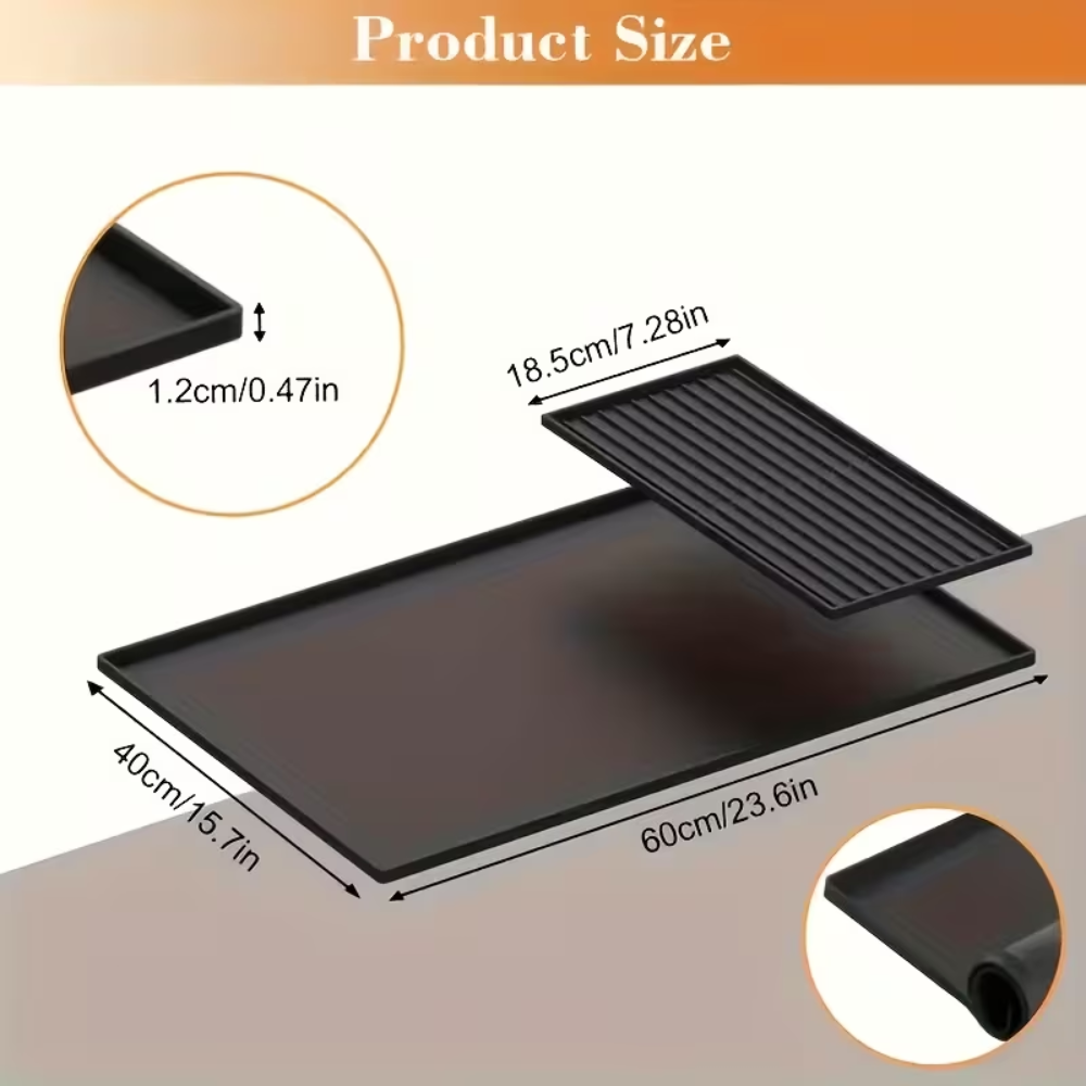 2-in-1 Kaffeemaschinen Unterlage aus Silikon – Abtropfmatte & Arbeitsplattenschutz für Kaffeevollautomat, Siebträger & Küche