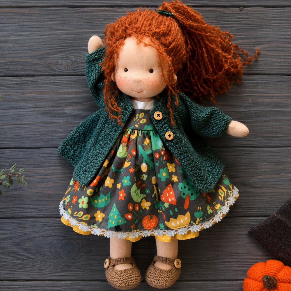 Waldorf-inspirierte Stoffpuppe 30 cm für Kinder Weiche Ragdoll Kuschelpuppe zum Spielen und Dekorieren