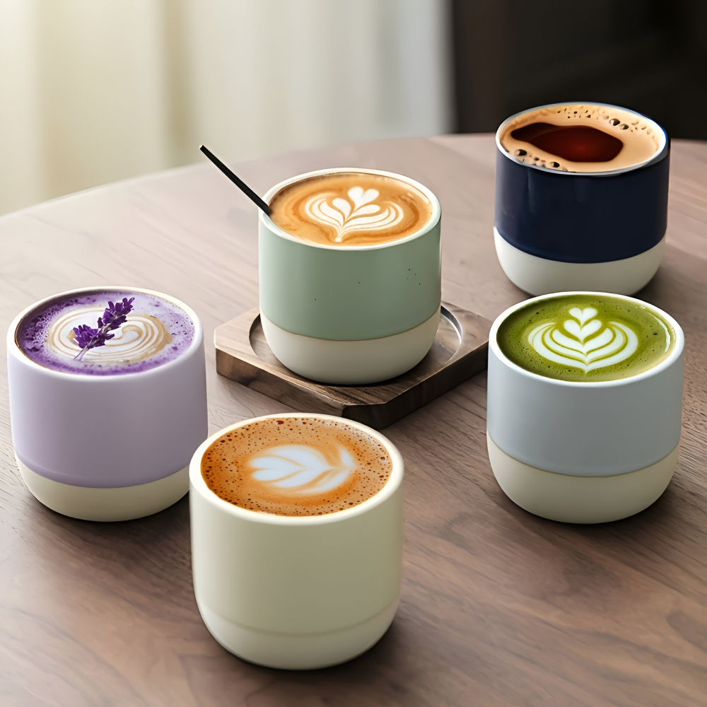 Keramik Kaffeetassen Set (230ml) – 4er Set Becher für Kaffee & Tee