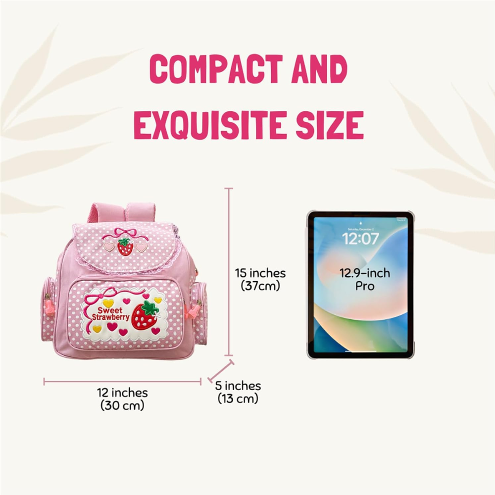Kawaii Frucht-Tasche mit Stickerei – Kinderrucksack oder Kosmetiktasche mit Punkten für Schule, Reisen & Alltag