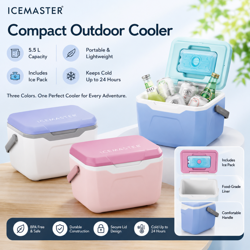 Tragbare 5,5L Mini-Kühlbox | Leichte Outdoor-Kühlbox mit Kühlakku für Camping, Picknick & Auto