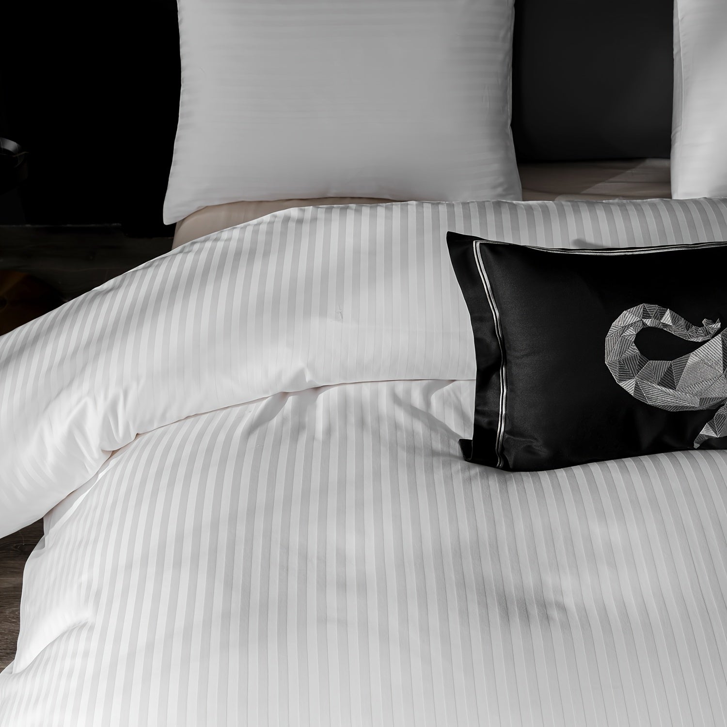 Satin Bettbezug 100% 300T – Weicher Atmungsaktiver Deckenbezug mit Streifenmuster für Schlafzimmer
