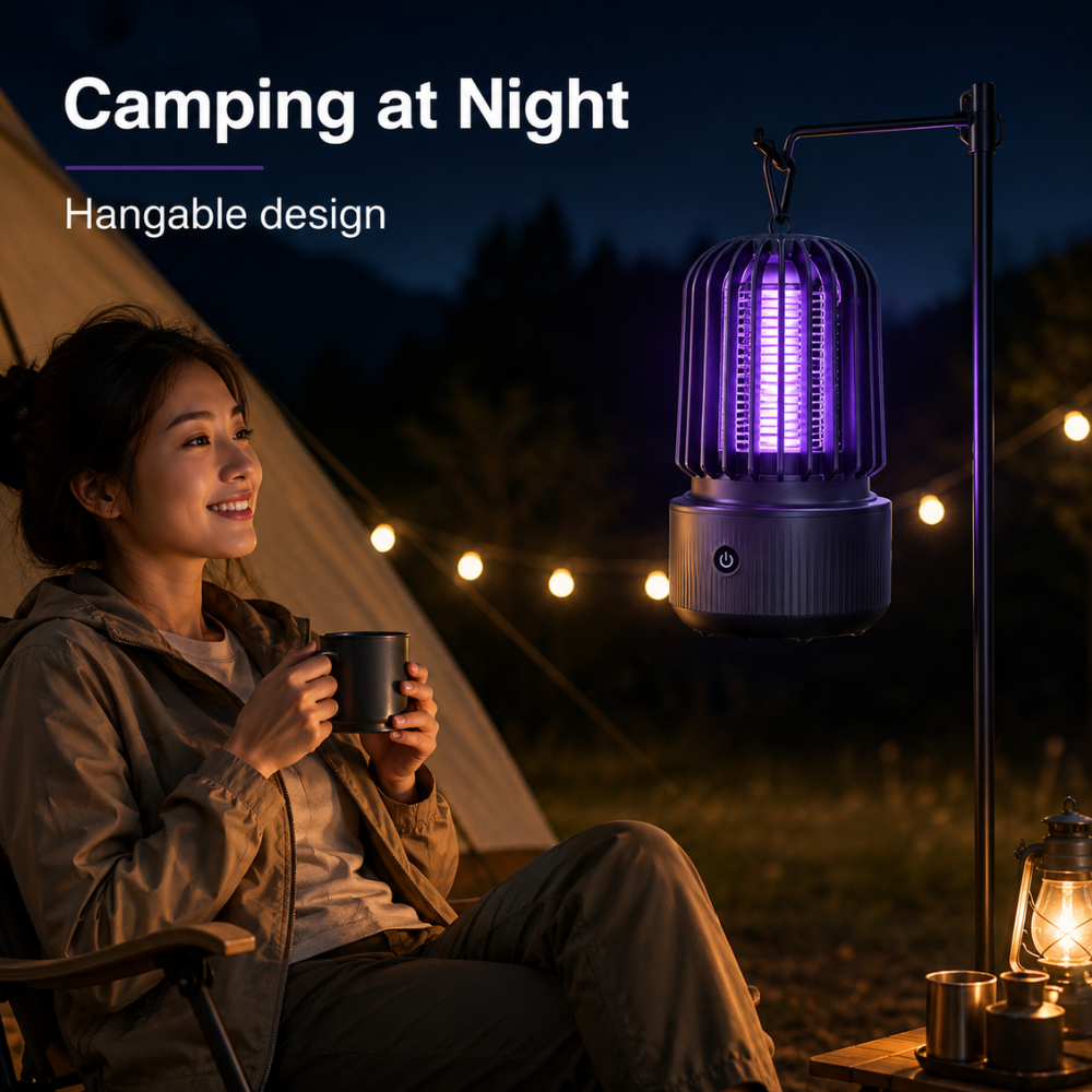 Wiederaufladbare Mückenlampe 2-in-1 – Elektrische UV Insektenfalle mit 1200mAh Akku für Zuhause, Terrasse & Camping