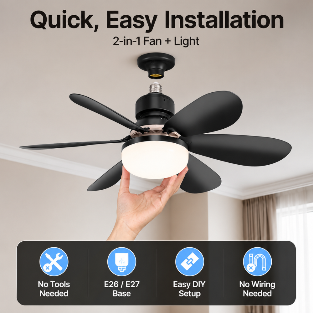 Deckenventilator mit Licht E27 LED Schraubfassung Fernbedienung 40W für Schlafzimmer Wohnzimmer