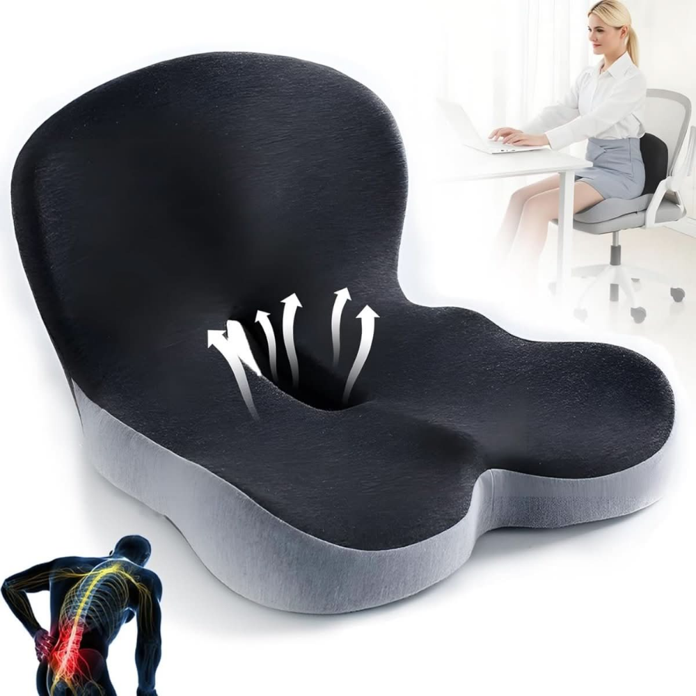 Orthopädisches Sitzkissen für bessere Haltung - Rutschfester Memory-Schaum Kissen für Stühle
