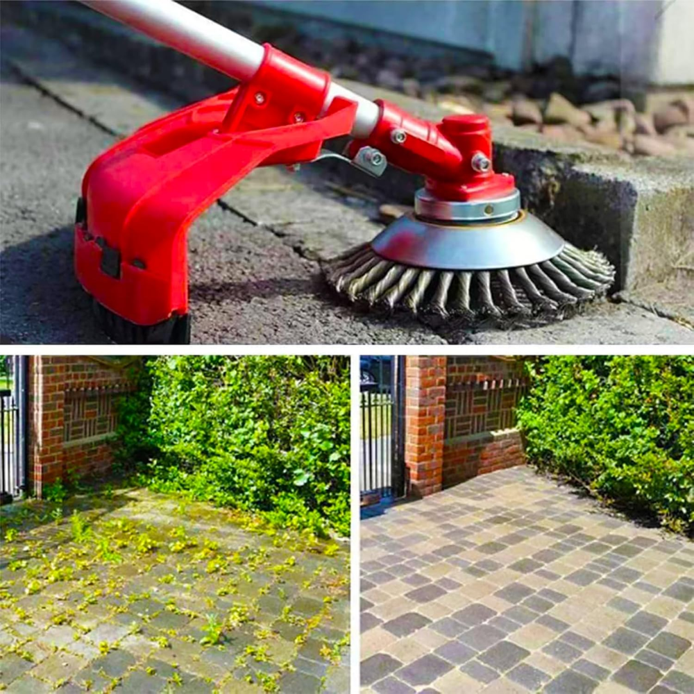 20 cm Stahl-Drahtbürstenkopf für Rasentrimmer | Metall-Trimmeraufsatz zur Entfernung von Unkraut, Moos und Rost