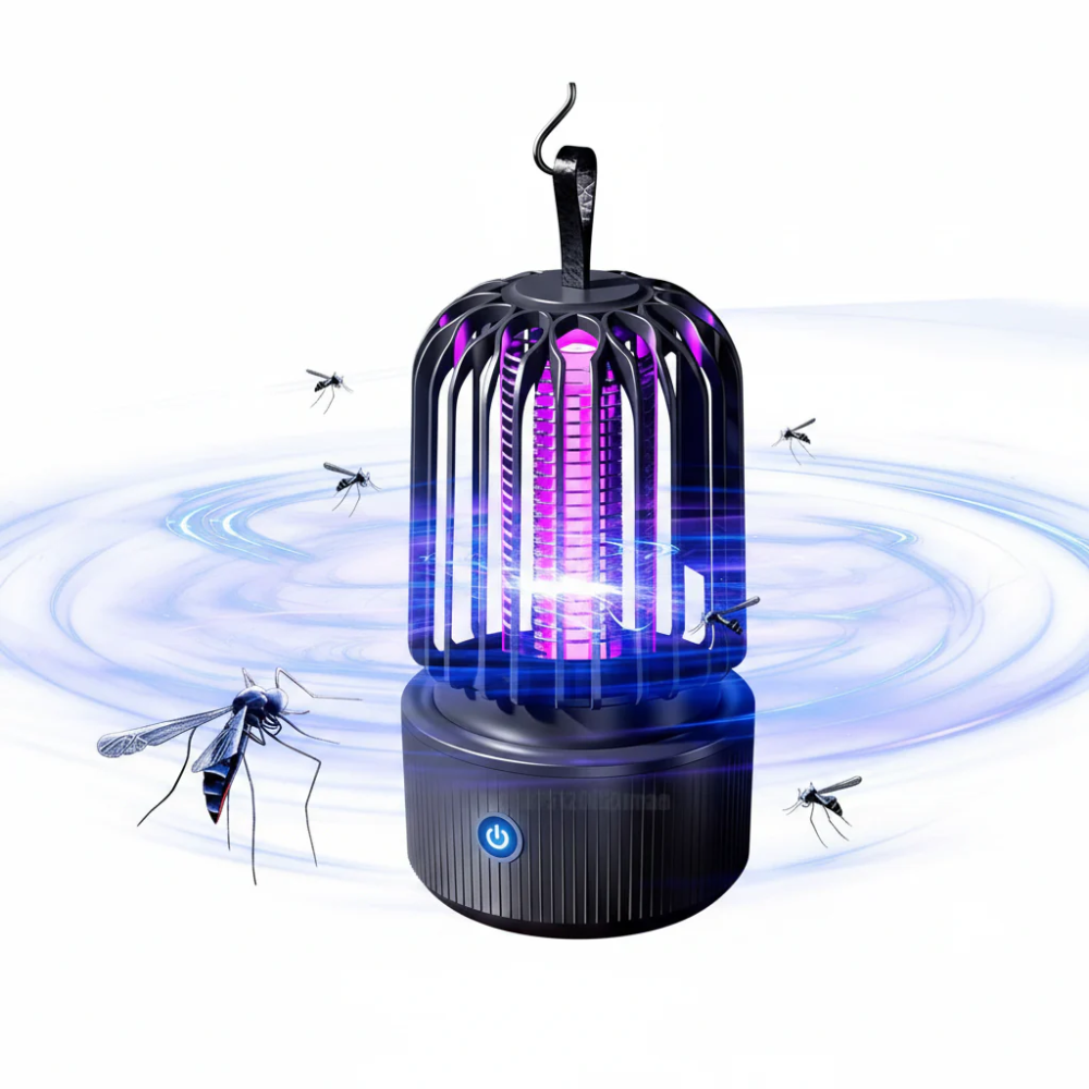 Wiederaufladbare Mückenlampe 2-in-1 – Elektrische UV Insektenfalle mit 1200mAh Akku für Zuhause, Terrasse & Camping