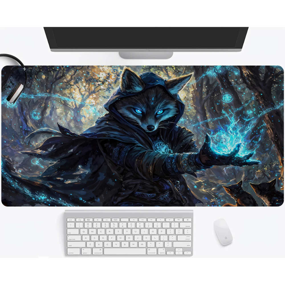 Großes Gaming Mauspad 30 × 60 cm mit Fantasy-Tiermotiv | Rutschfeste Gummi-Schreibtischunterlage mit genähtem Rand