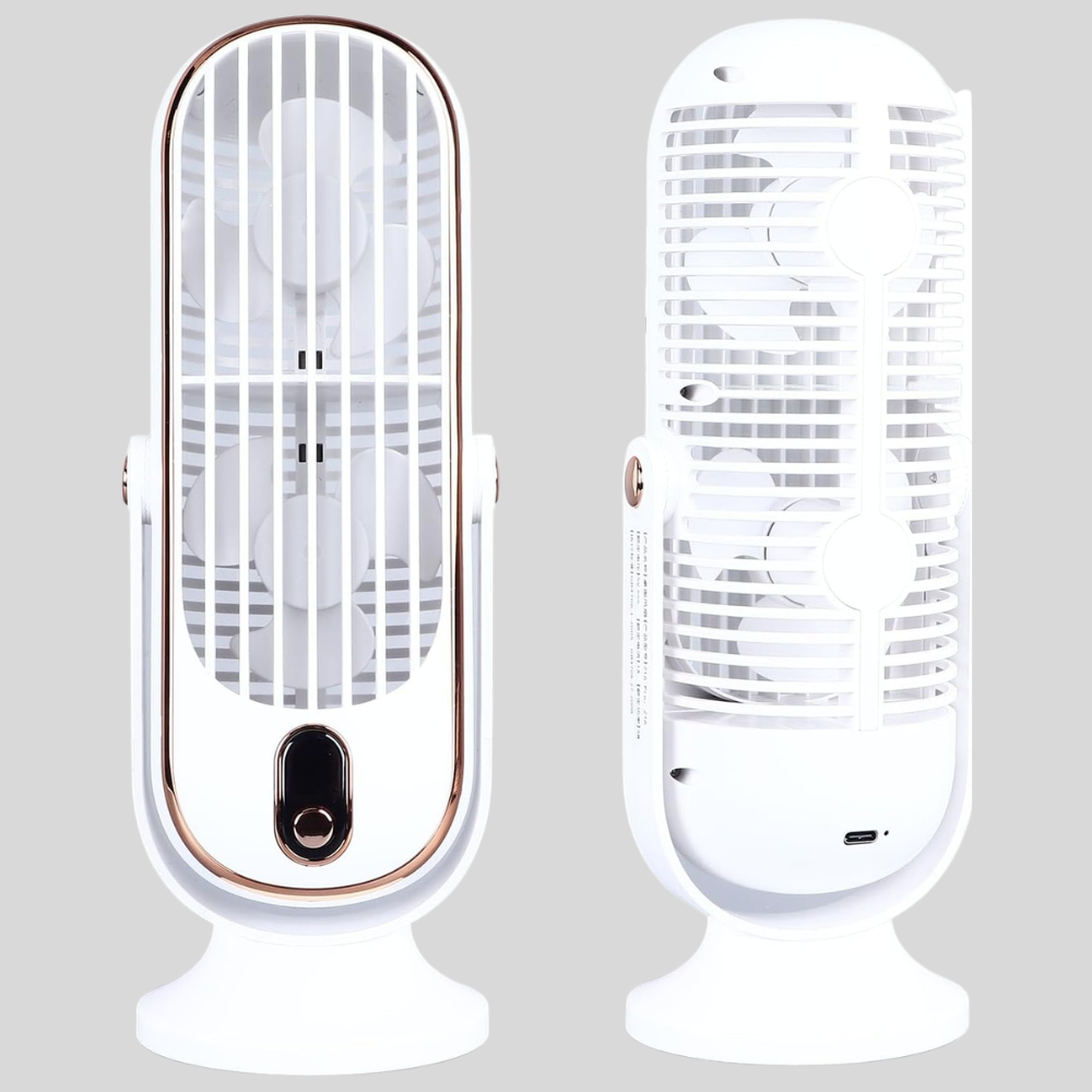Leiser USB Tischventilator mit Akku 5 Geschwindigkeiten LED Anzeige 720 Grad Verstellbar
