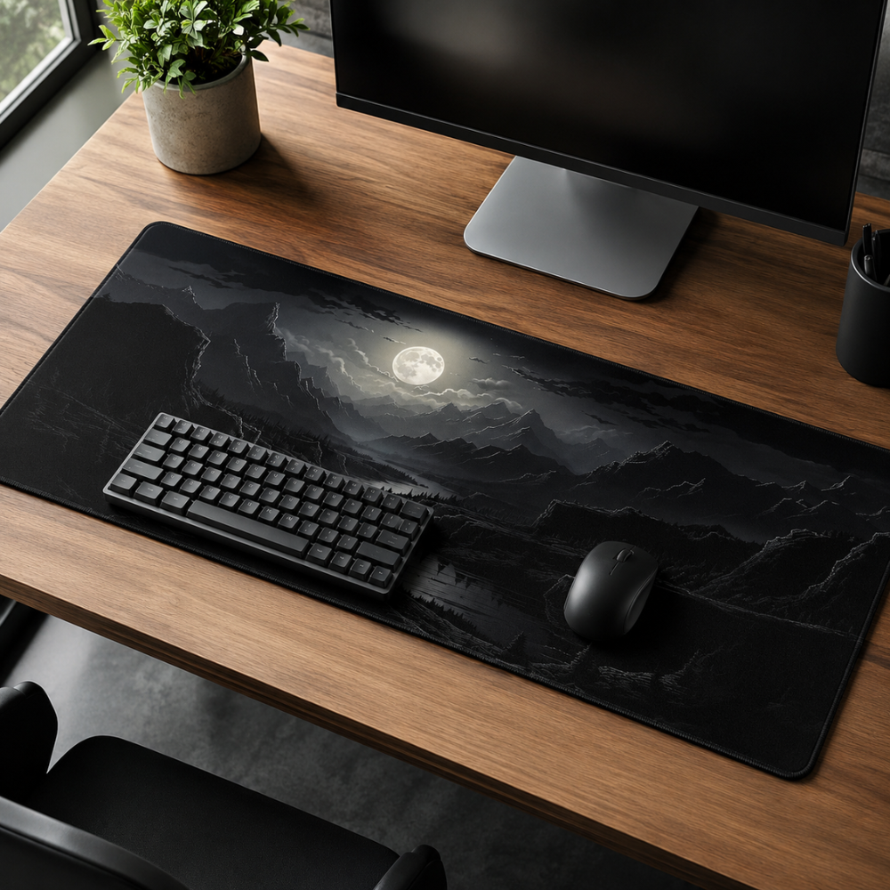 Schreibtischunterlage & XXL Gaming-Mauspad 100 × 50 cm – Sakura-Landschaft bei Nacht, rutschfeste Stoffmatte für Büro, Homeoffice, Schule & Gaming