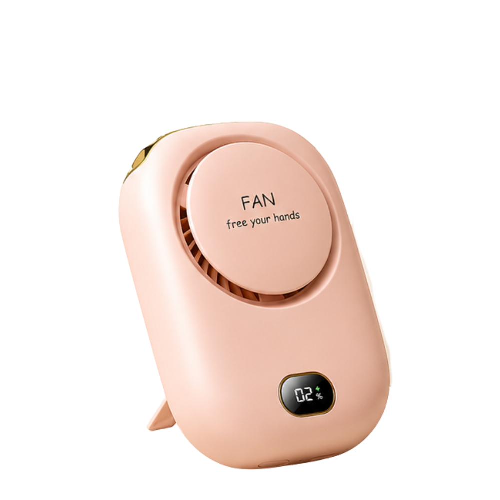 Tragbarer Halsventilator mit Display – USB-aufladbarer Mini-Ventilator mit 3 Geschwindigkeitsstufen und Trageband für Reisen & Outdoor