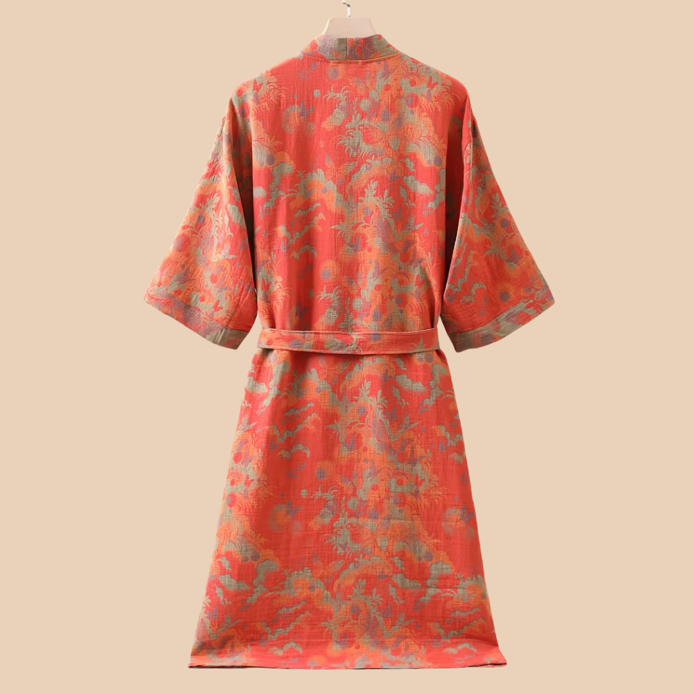 Baumwoll-Gaze Kimono Bademantel - Leichter Morgenmantel & Loungewear für Damen & Herren