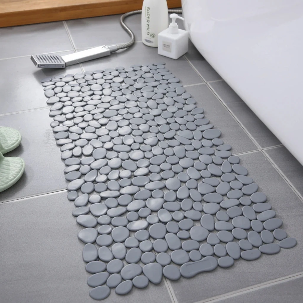 Rutschfeste Duschmatte in Kieselstein-Optik 70x36 und 88x40 cm – Badematte mit Saugnäpfen