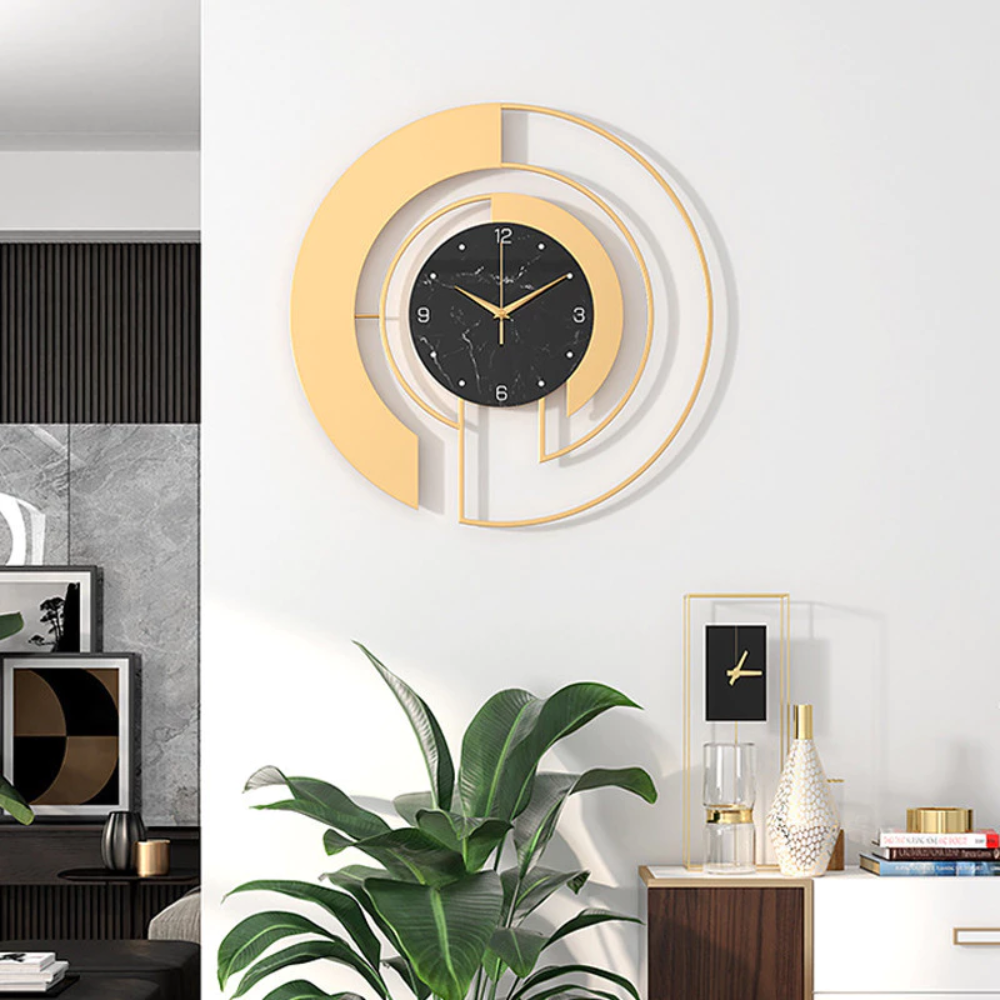 Moderne Metall Wanduhr in Glasoptik – Runde Designer Uhr mit geometrischem Muster & leisem Uhrwerk für Wohnzimmer
