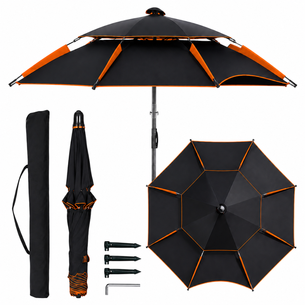 Verstellbarer Sonnenschirm Outdoor 2 m 2,2 m 2,4 m Strandschirm Gartenschirm Wasserabweisend für Terrasse Camping Strand