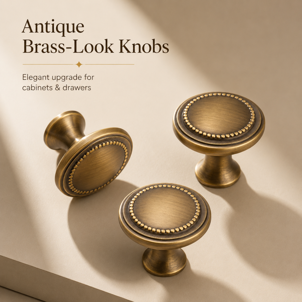Möbelknöpfe Vintage in Messing-Optik – Schrankknöpfe für Kommode, Schublade & Küchenschrank