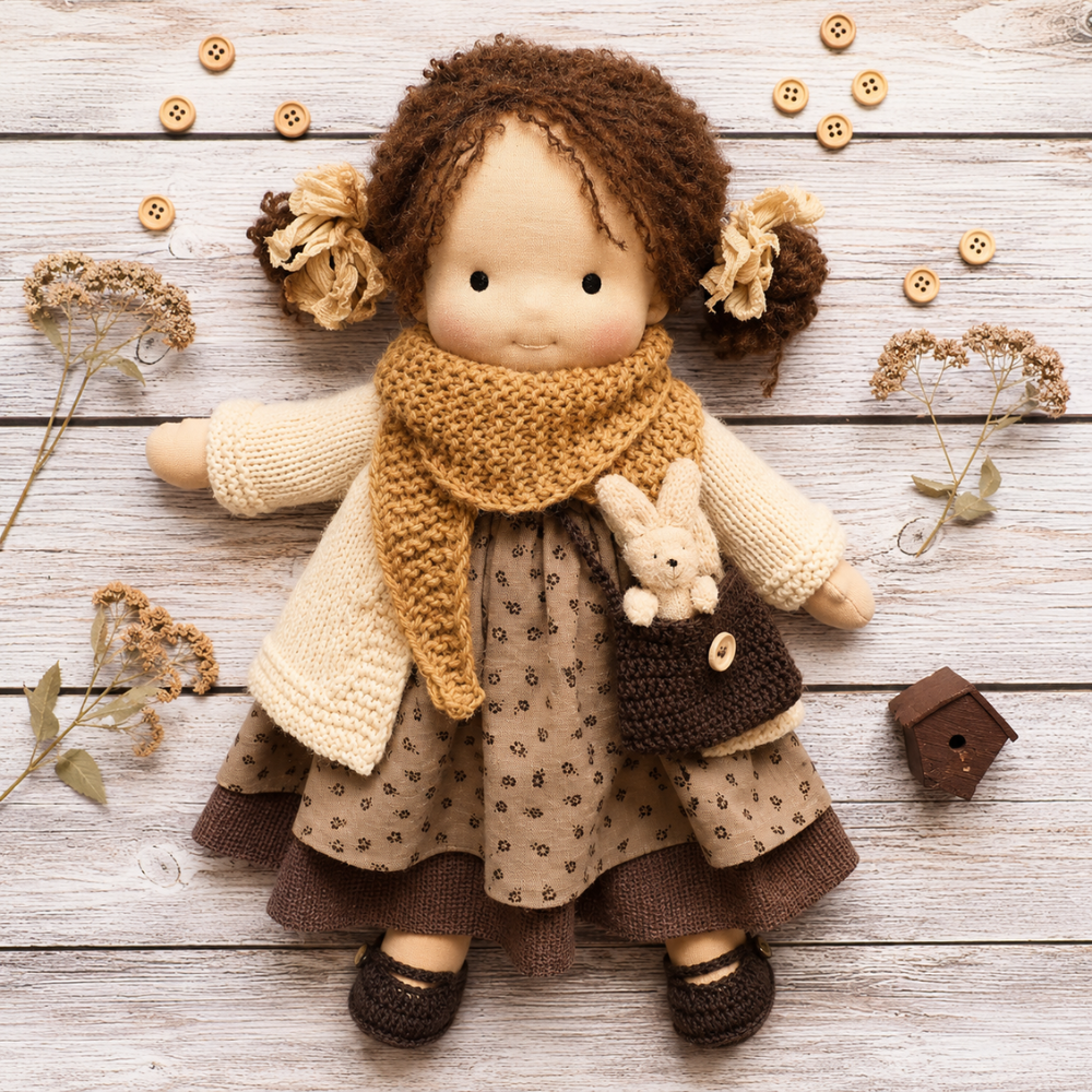 Waldorf-inspirierte Stoffpuppe 30 cm für Kinder Weiche Ragdoll Kuschelpuppe zum Spielen und Dekorieren