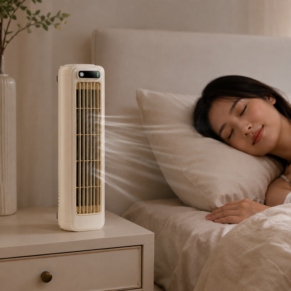 Leiser USB Tischventilator mit Akku Wandhalterung 3 Geschwindigkeiten LED Anzeige für Büro Schlafzimmer