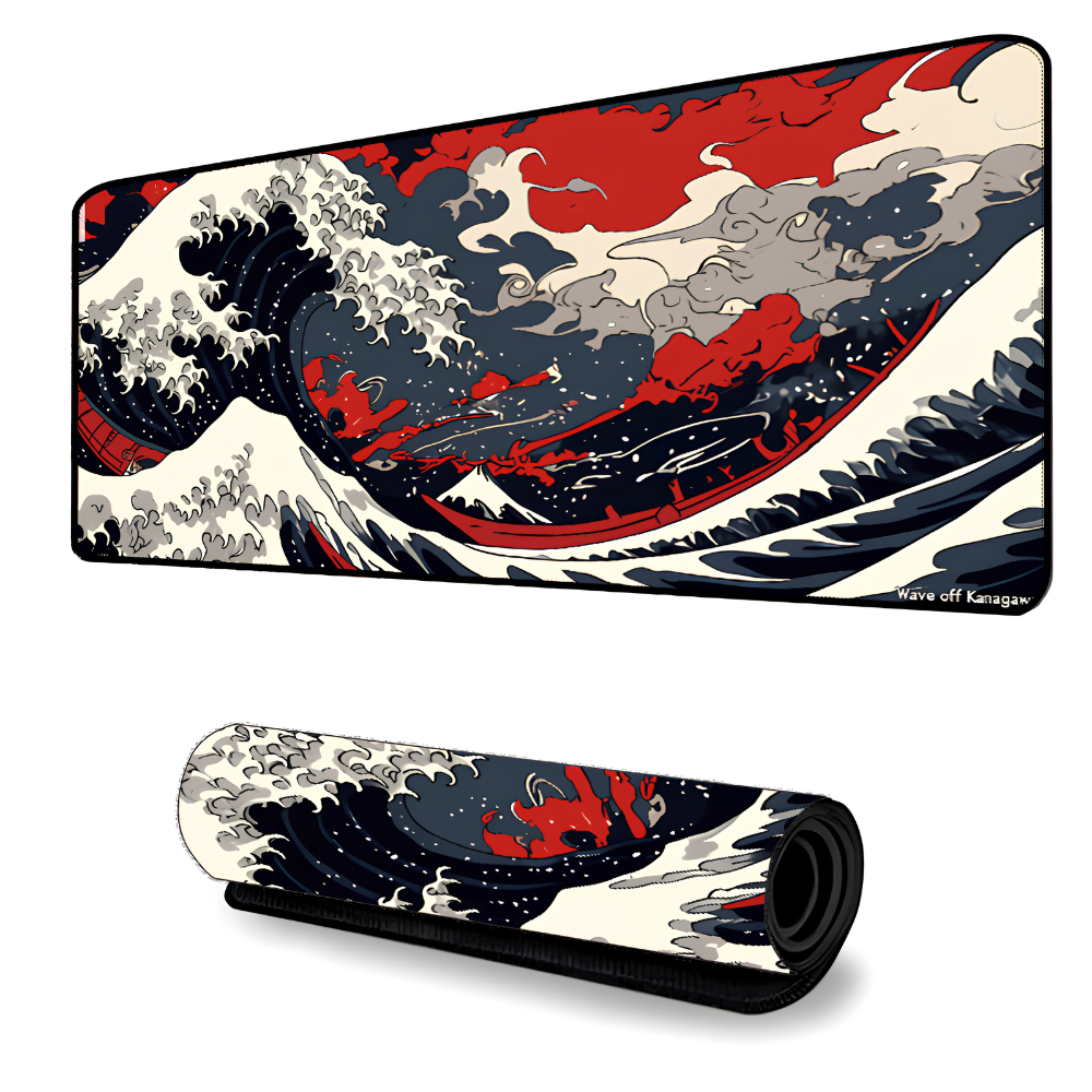 Schreibtischunterlage & Gaming-Mauspad 30x60 cm Japan-Design – Rutschfeste Naturkautschuk-Spielmatte für TCG, Kartenspiele, Büro & Gaming