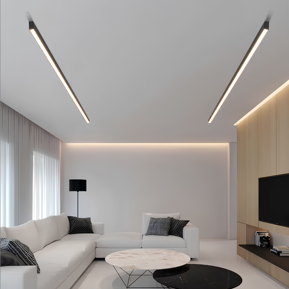 Moderne LED Deckenleuchte 60–200 cm – lineare Aufbauleuchte in Schwarz & Weiß für Flur, Küche und Wohnzimmer