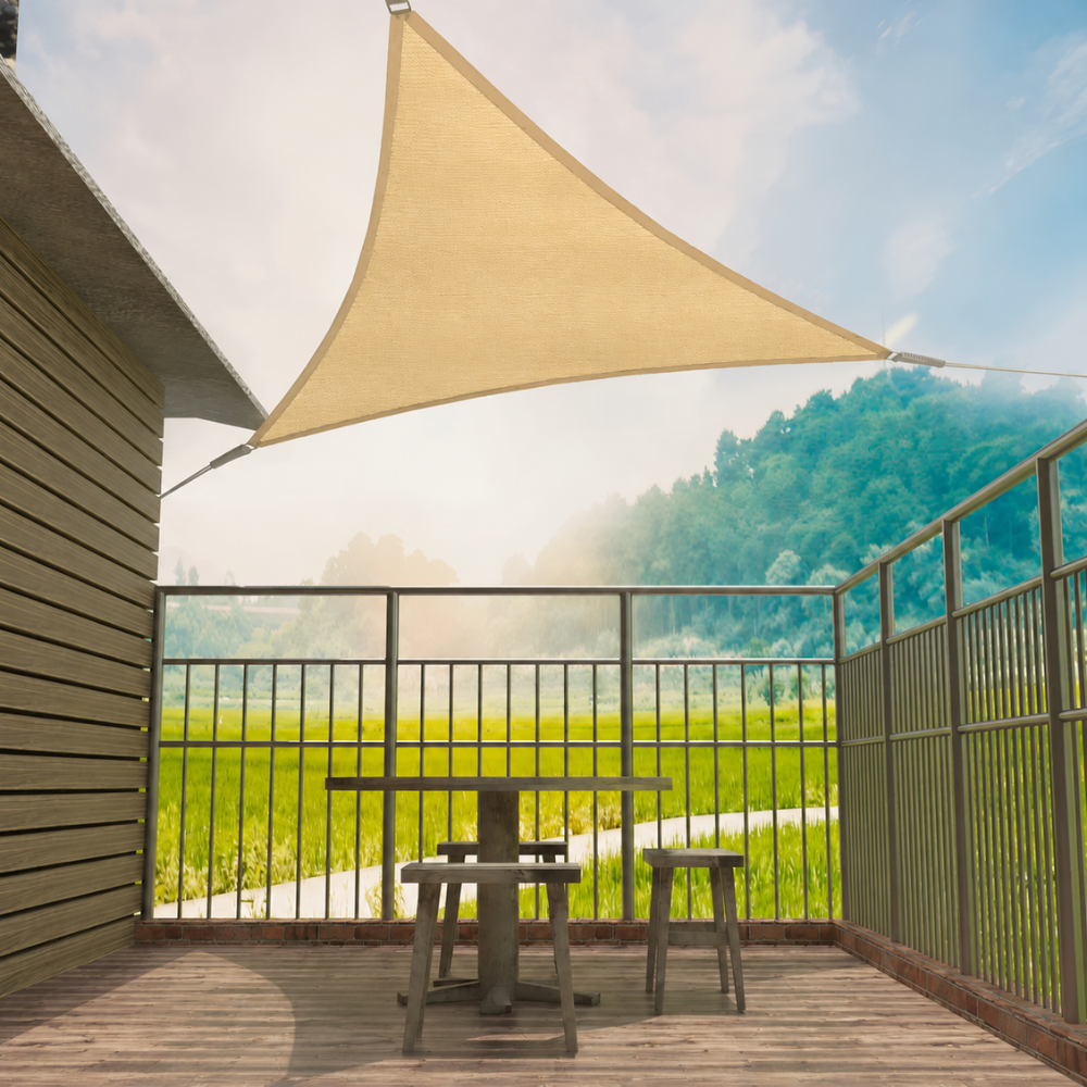 Sonnensegel Dreieckig HDPE Atmungsaktiv - UV-Schutz 50+, 180 g/m² Creme - Garten & Terrasse