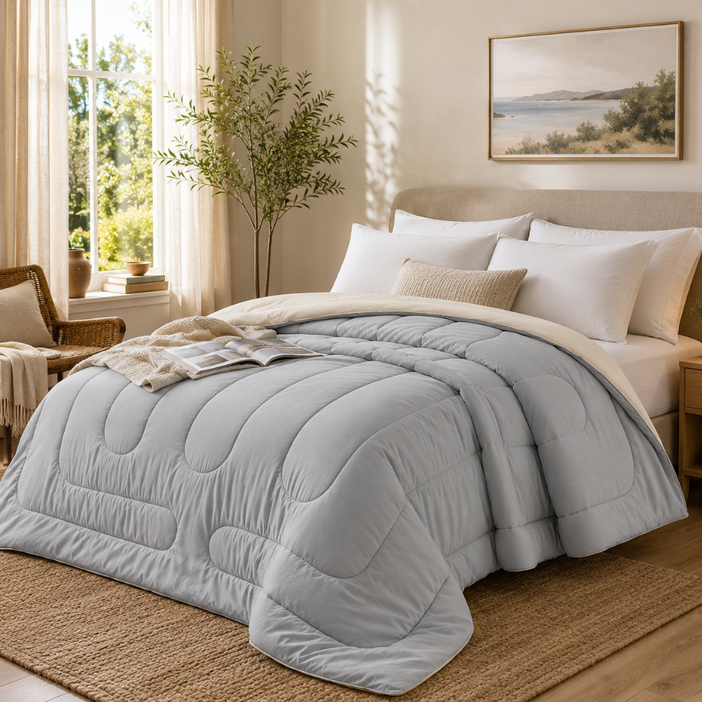 Ganzjahres Bettdecke – Weiche gesteppte Komfortdecke, atmungsaktive Schlafdecke für Bett, Schlafzimmer & Gästezimmer