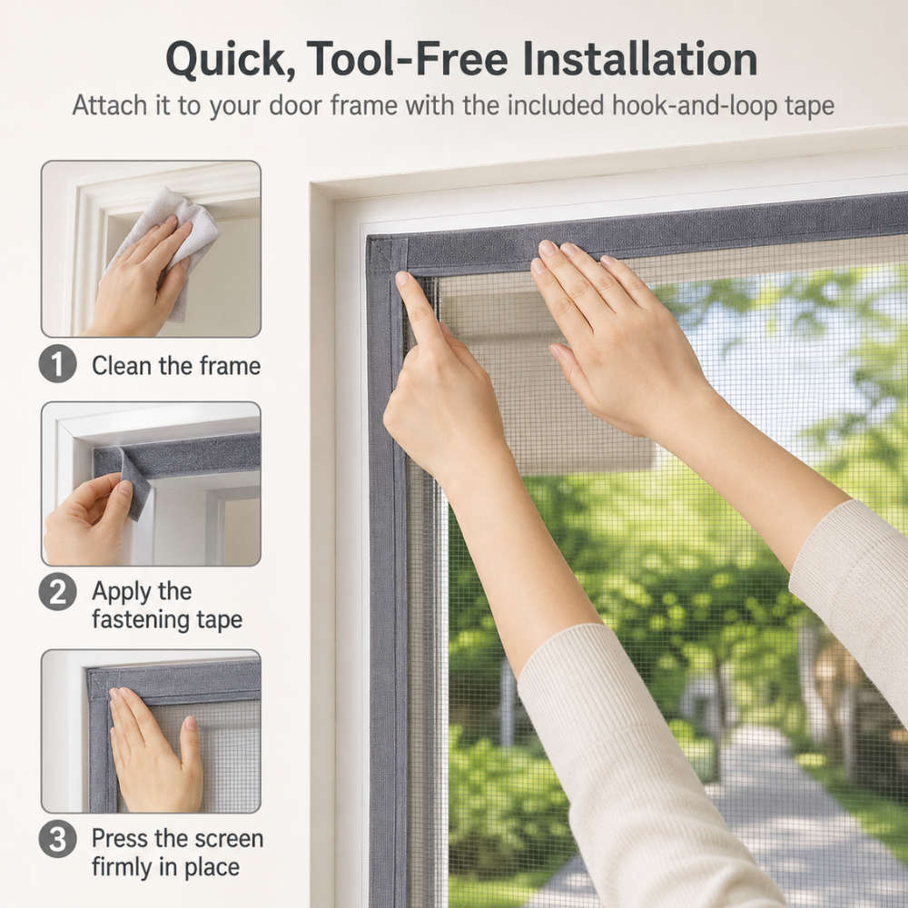 Magnetic Mosquito Net Door ScreeMagnetischer Tür-Fliegengittervorhang | Selbstschließendes Moskitonetz für Türen mit feinmaschigem Insektenschutzn Customized Size Grey Invisible Mesh Summer Insect Proof Automatic Closing Curtain