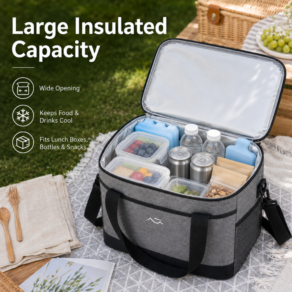 Thermotasche aus Oxford-Stoff Isolierte Picknicktasche mit Tragegriff und Schultergurt für Arbeit Outdoor Camping
