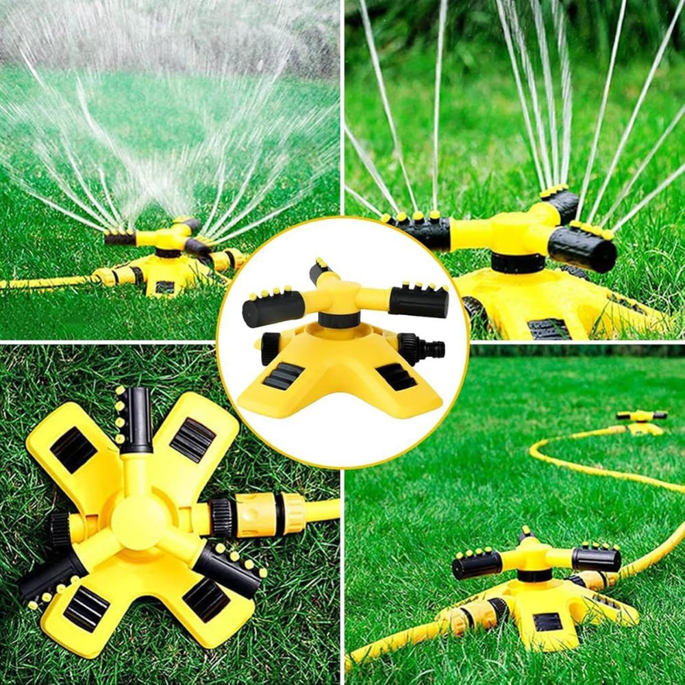 360° Rasensprenger mit 3 verstellbaren Armen – Automatischer Gartensprinkler für Rasen, Beete & Bewässerung