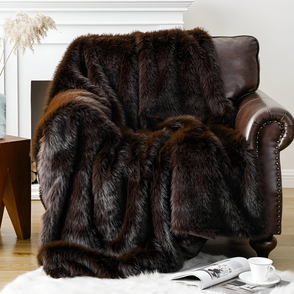 Flauschige Webpelz Kuscheldecke 127x152 & 150x200 cm - Elegante Wohndecke für gemütliche Stunden