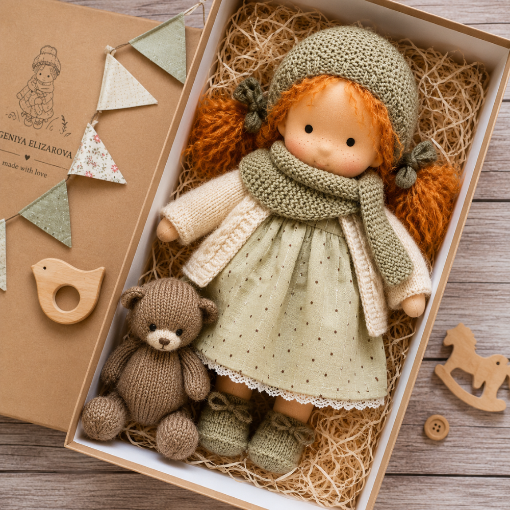 Waldorf-inspirierte Stoffpuppe 30 cm für Kinder Weiche Ragdoll Kuschelpuppe zum Spielen und Dekorieren