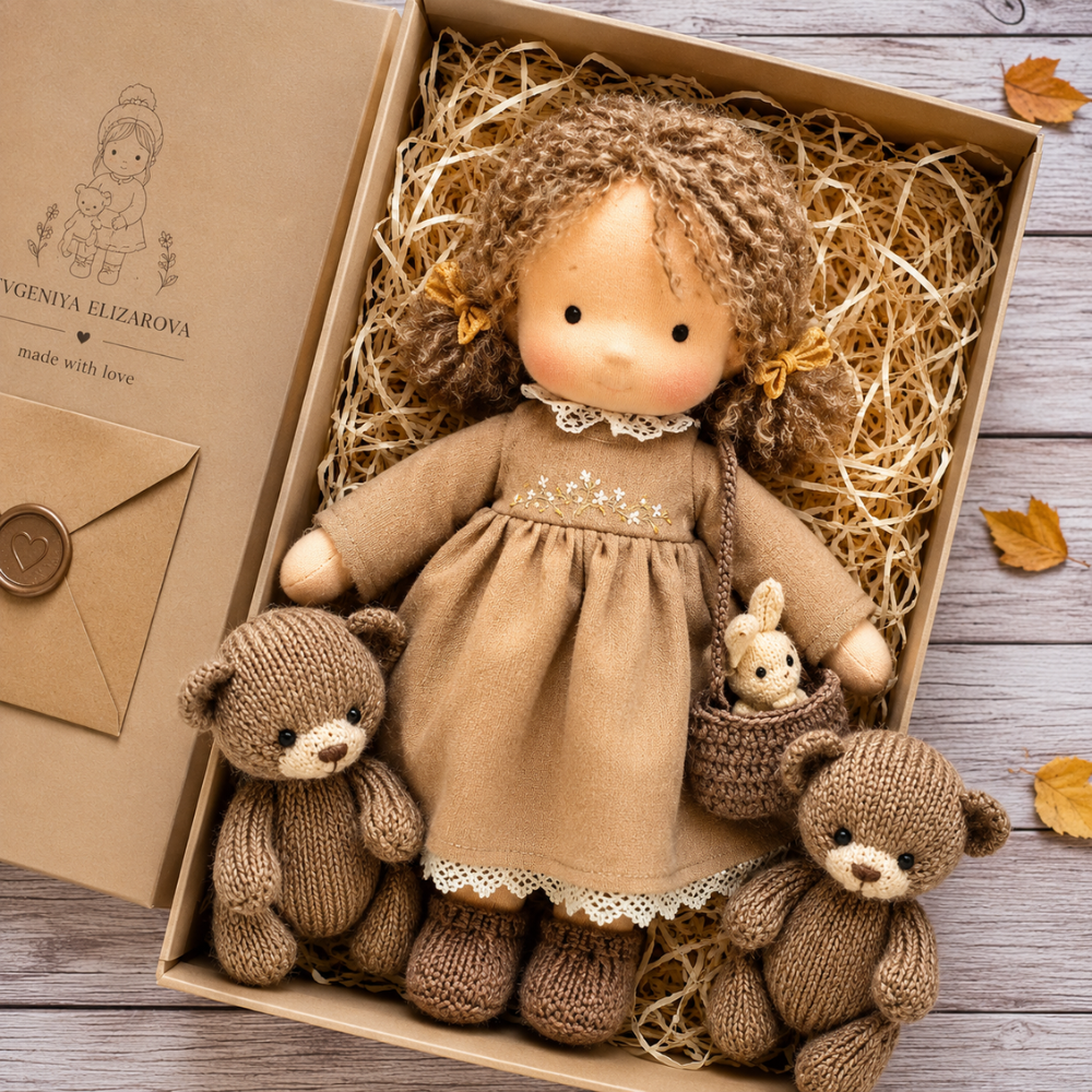 Waldorf-inspirierte Stoffpuppe 30 cm für Kinder Weiche Ragdoll Kuschelpuppe zum Spielen und Dekorieren