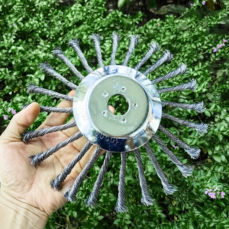 25,4 cm Stahl-Drahtbürstenkopf für Rasentrimmer | Metall-Trimmeraufsatz zur Entfernung von Unkraut, Moos und Rost