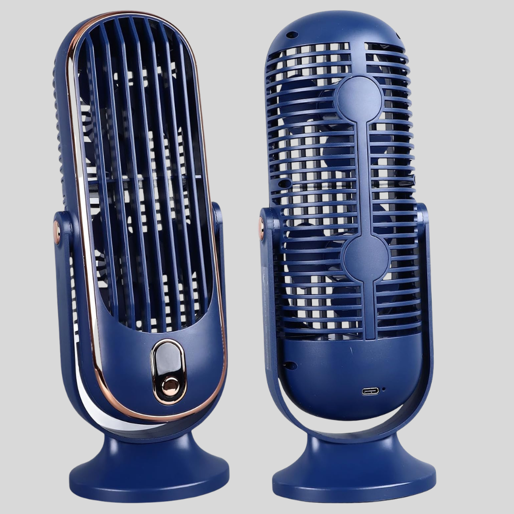 Leiser USB Tischventilator mit Akku 5 Geschwindigkeiten LED Anzeige 720 Grad Verstellbar