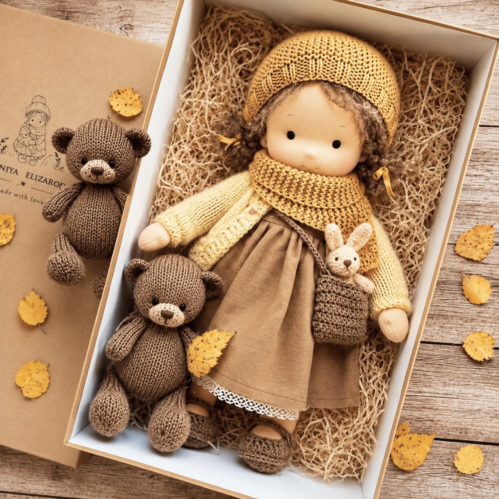 Waldorf-inspirierte Stoffpuppe 30 cm für Kinder Weiche Ragdoll Kuschelpuppe zum Spielen und Dekorieren