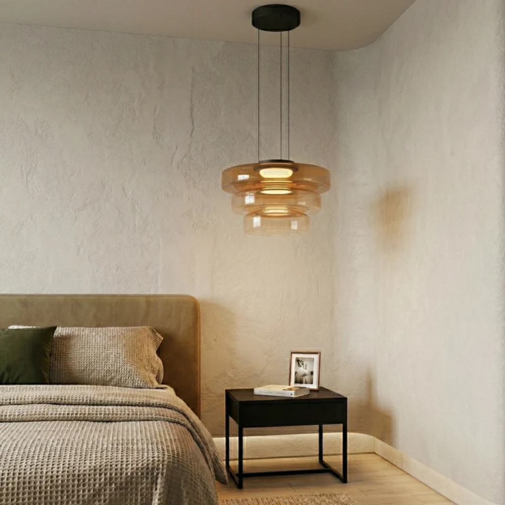 Skandinavische Hängeleuchte Rauchglas - Minimalistische LED Pendellampe Höhenverstellbar
