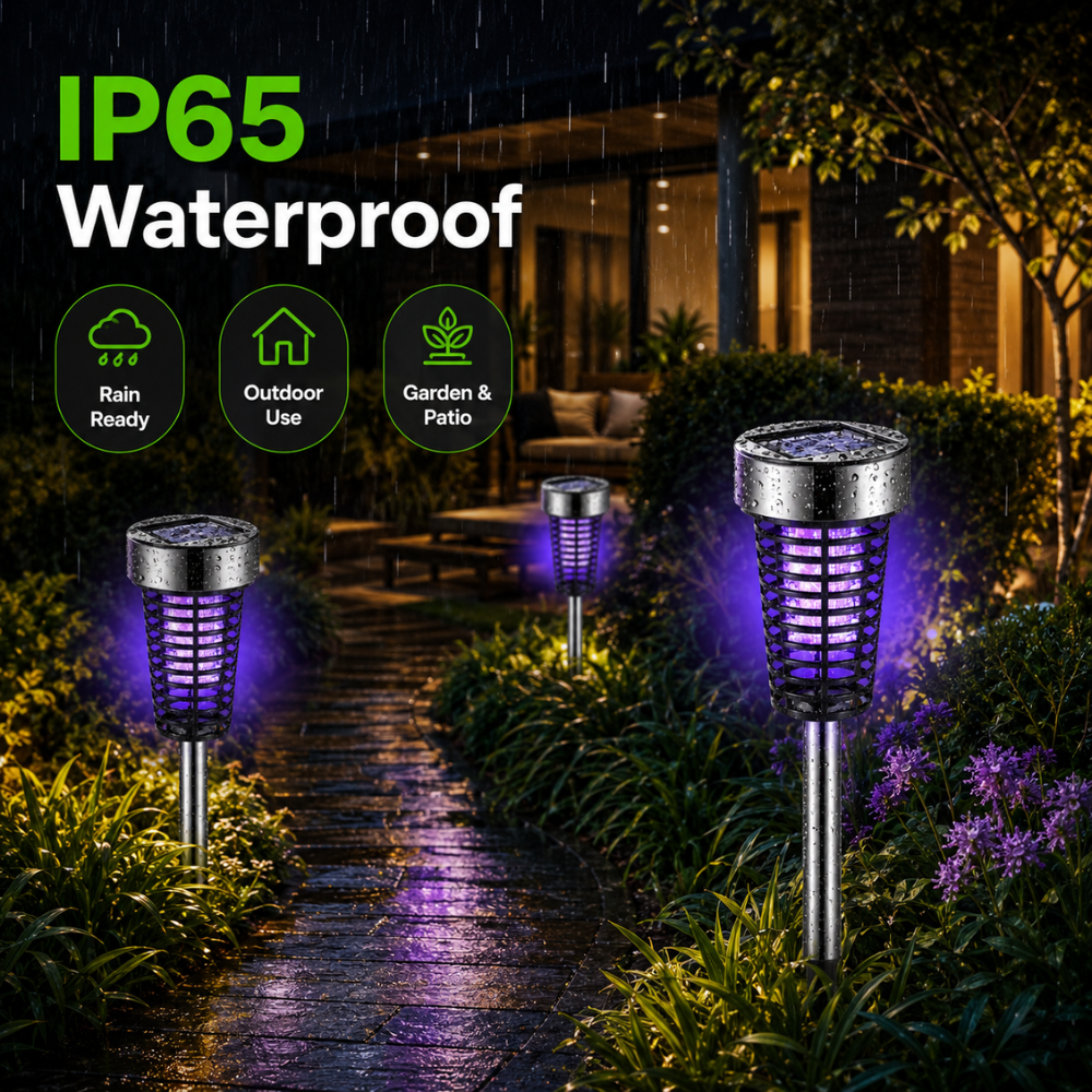 Solar Mückenvernichter für Außen – Wasserdichte UV Insektenfalle mit LED Licht für Garten, Terrasse & Camping