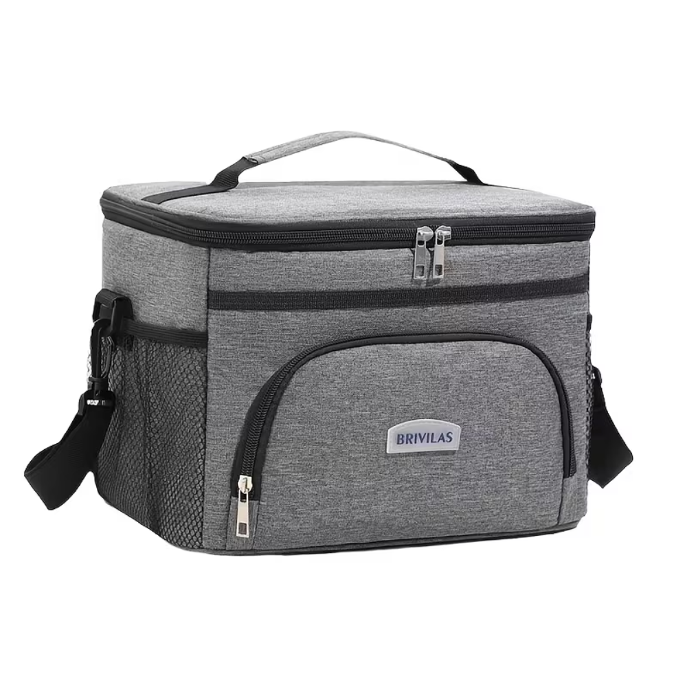 Isolierte Kühltasche Lunchtasche aus Oxford-Stoff 22 x 29,5 x 21 cm mit Schultergurt für Arbeit Picknick Camping