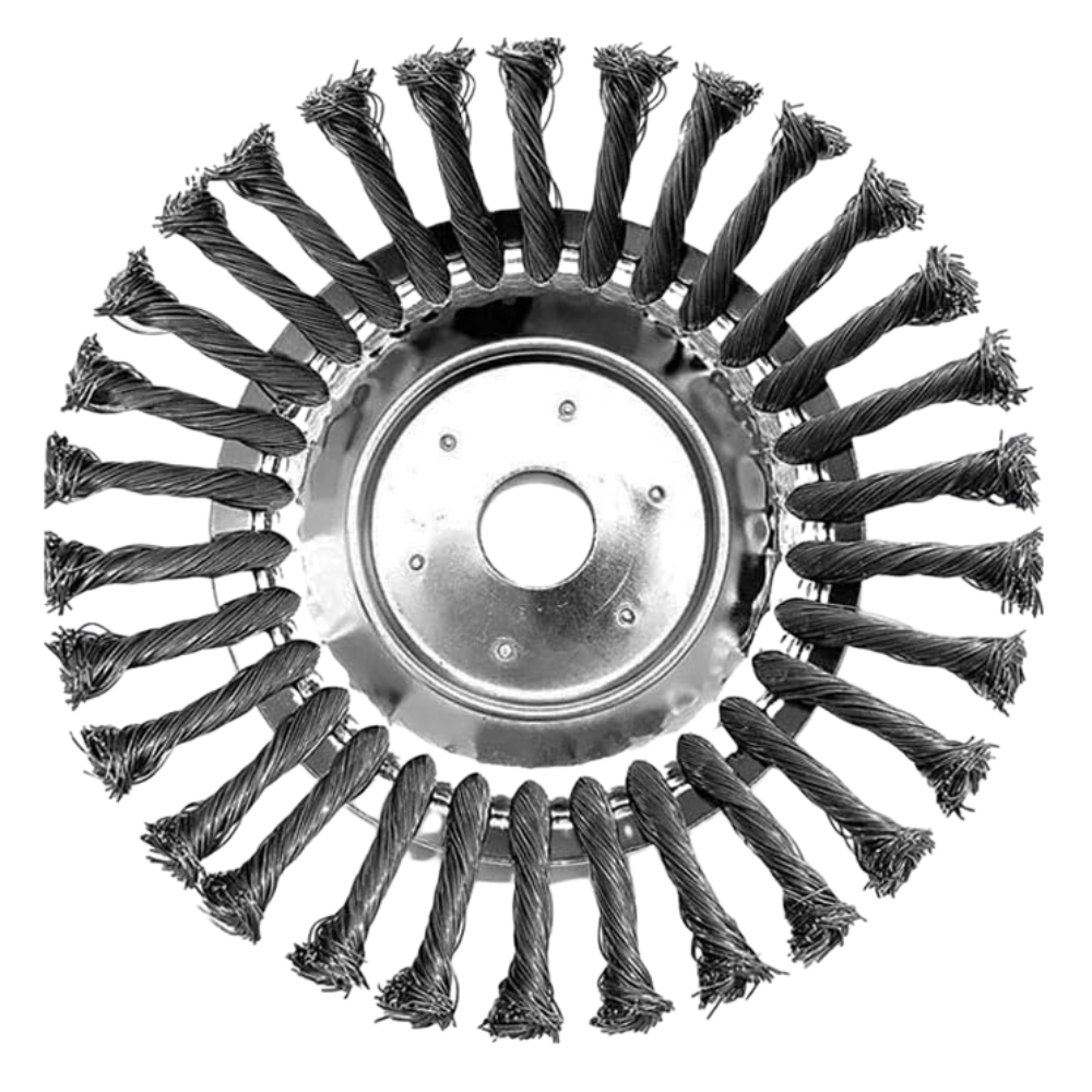 20 cm Stahl-Drahtbürstenkopf für Rasentrimmer | Metall-Trimmeraufsatz zur Entfernung von Unkraut, Moos und Rost