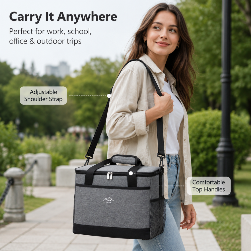 Thermotasche aus Oxford-Stoff Isolierte Picknicktasche mit Tragegriff und Schultergurt für Arbeit Outdoor Camping